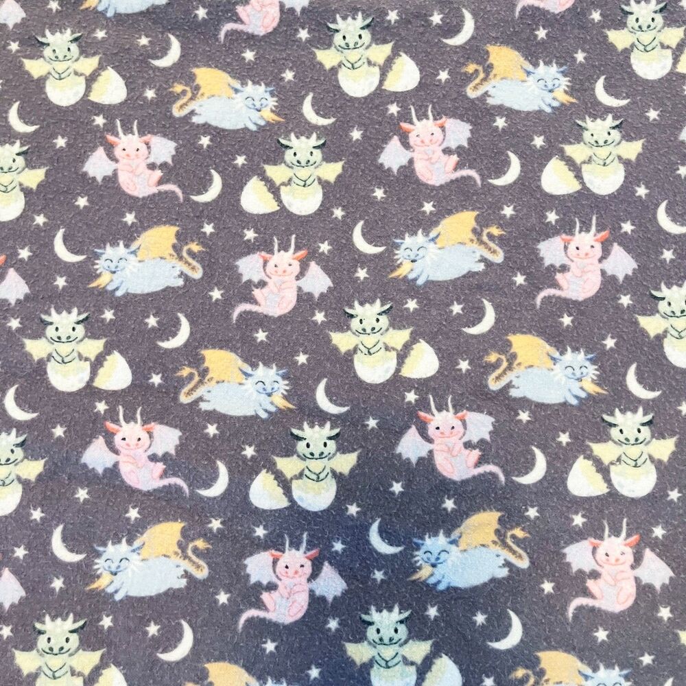 Baby Blanket Dragons Stars Moon Gray Minky Plush Fantasy Nursery 36x36 Lovey